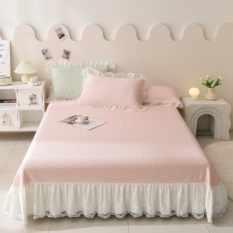 凉席新款双人席凉豆豆纯色系y床裙款床单夏款床盖床单凉席三件套,床上用品,冰丝席,淘宝优惠券,粉丝福利购,淘宝优惠卷