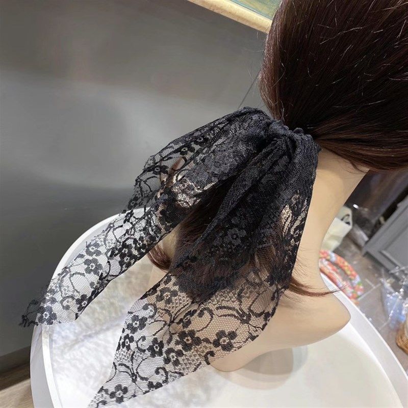 飘带头绳夏季扎马尾皮筋韩国超仙发饰品头花M女发带绑头发蕾丝发