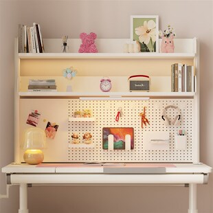 书架桌面洞洞板置物架学公书桌上方多层收Q纳架电脑桌台面立式