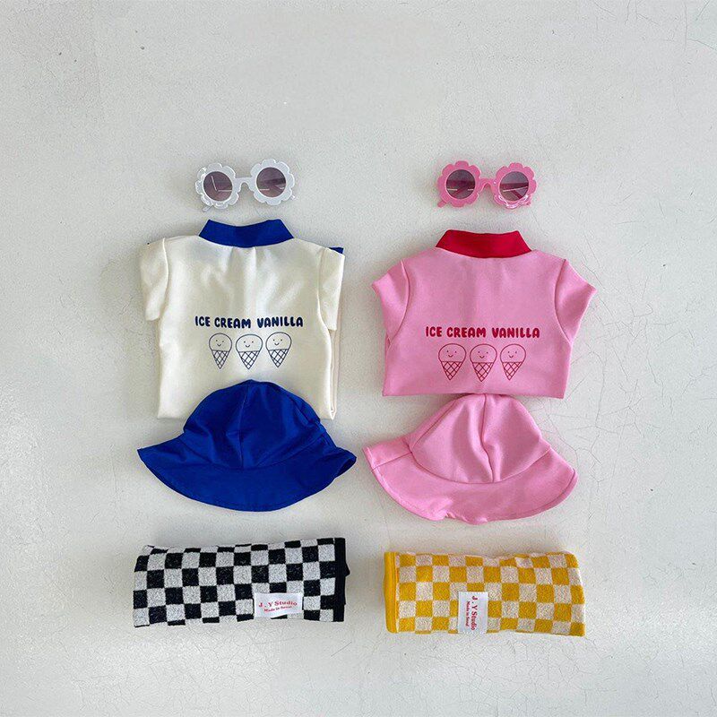 婴儿游泳衣夏季25新款女宝宝韩版D连体三角泳衣男宝宝长袖连体泳