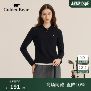 长袖 GOLDEN T恤 女士连帽微弹修身 春季 BEAR 金熊