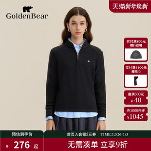 GOLDEN BEAR 金熊 女士领微弹长袖 新品 新款 T恤 冬季