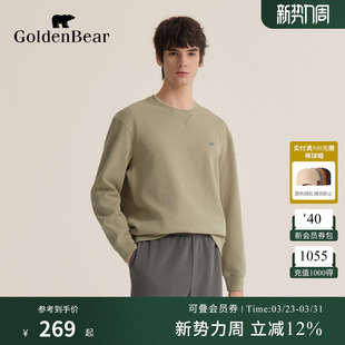 男装 GOLDEN 春季 金熊 上衣双层领棉感微弹卫衣 BEAR