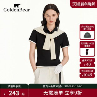 BEAR 金熊 T恤POLO衫 商场同款 女 休闲短袖 GOLDEN 新品 2025夏季