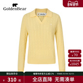 冬季 金熊 新品 GOLDEN BEAR 新款 女士纯绵羊毛翻领套头羊毛衫