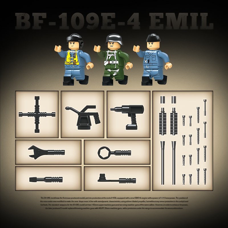 二战飞机BF 109E-4-EM玩L埃米D尔战斗机积木I具男孩子礼物拼装模