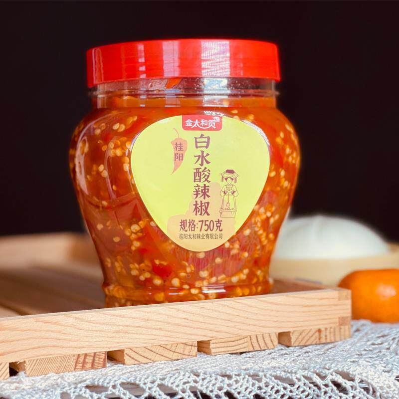 湖南郴州桂阳土特产白水酸辣椒剁辣酱750g瓶装微辣调味料