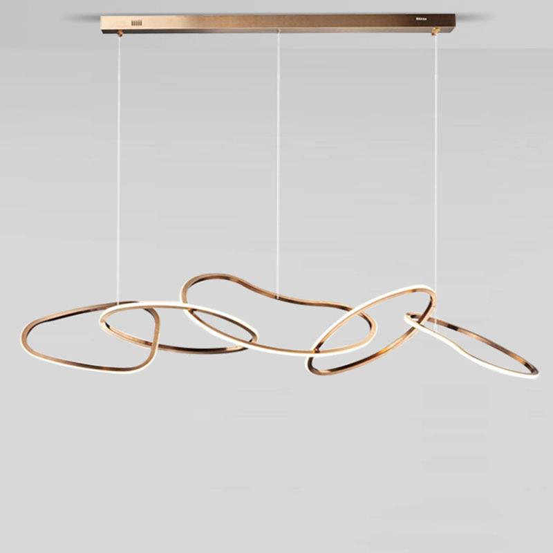 后现代简约餐厅灯吧台前台酒店样板房别墅设计师圆环轻奢创意吊灯