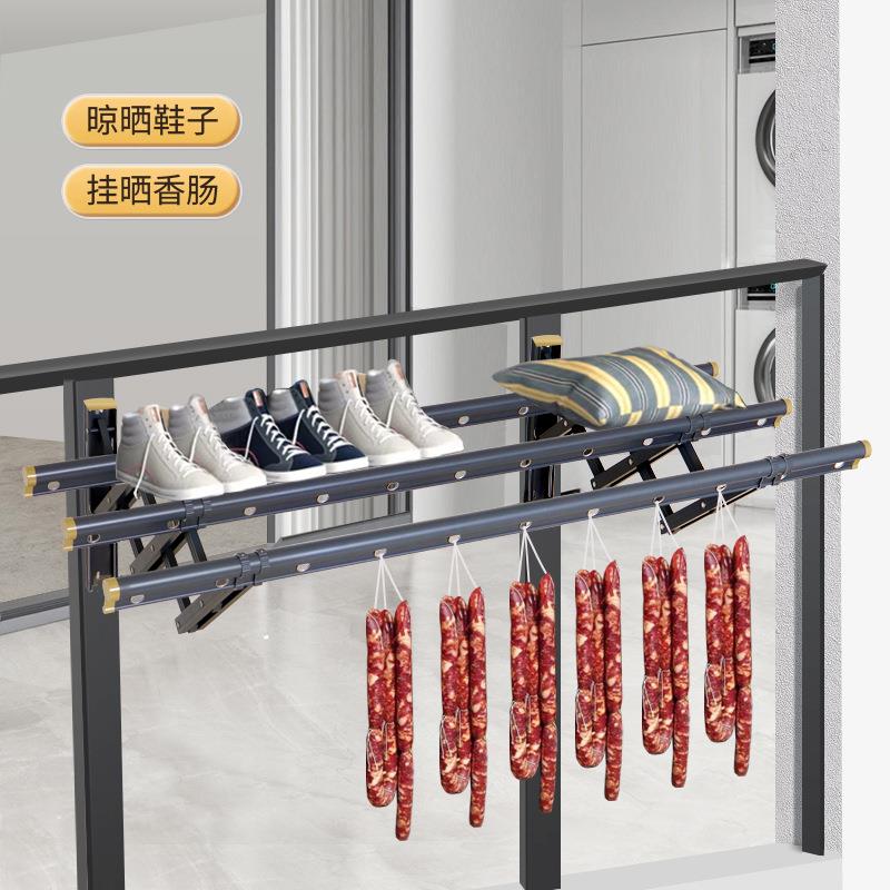 晾衣杆室外晾衣架金牛阳台外伸缩晾衣架户外推拉晒衣架折叠晒被架