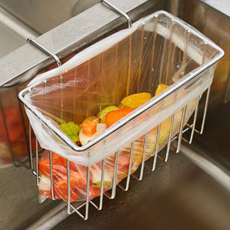 不锈钢水槽沥水挂篮 厨房收纳篮子水槽置物架 抹布收纳架挂架双层