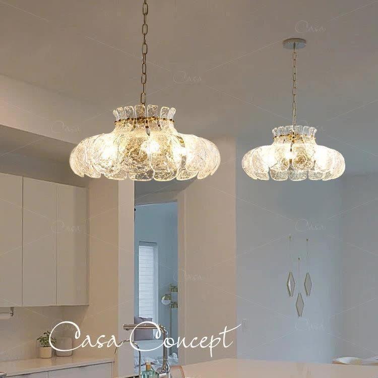 复古餐厅吊灯玻璃轻奢灯手工冰融书房后现代卧室全铜吧台餐厅灯