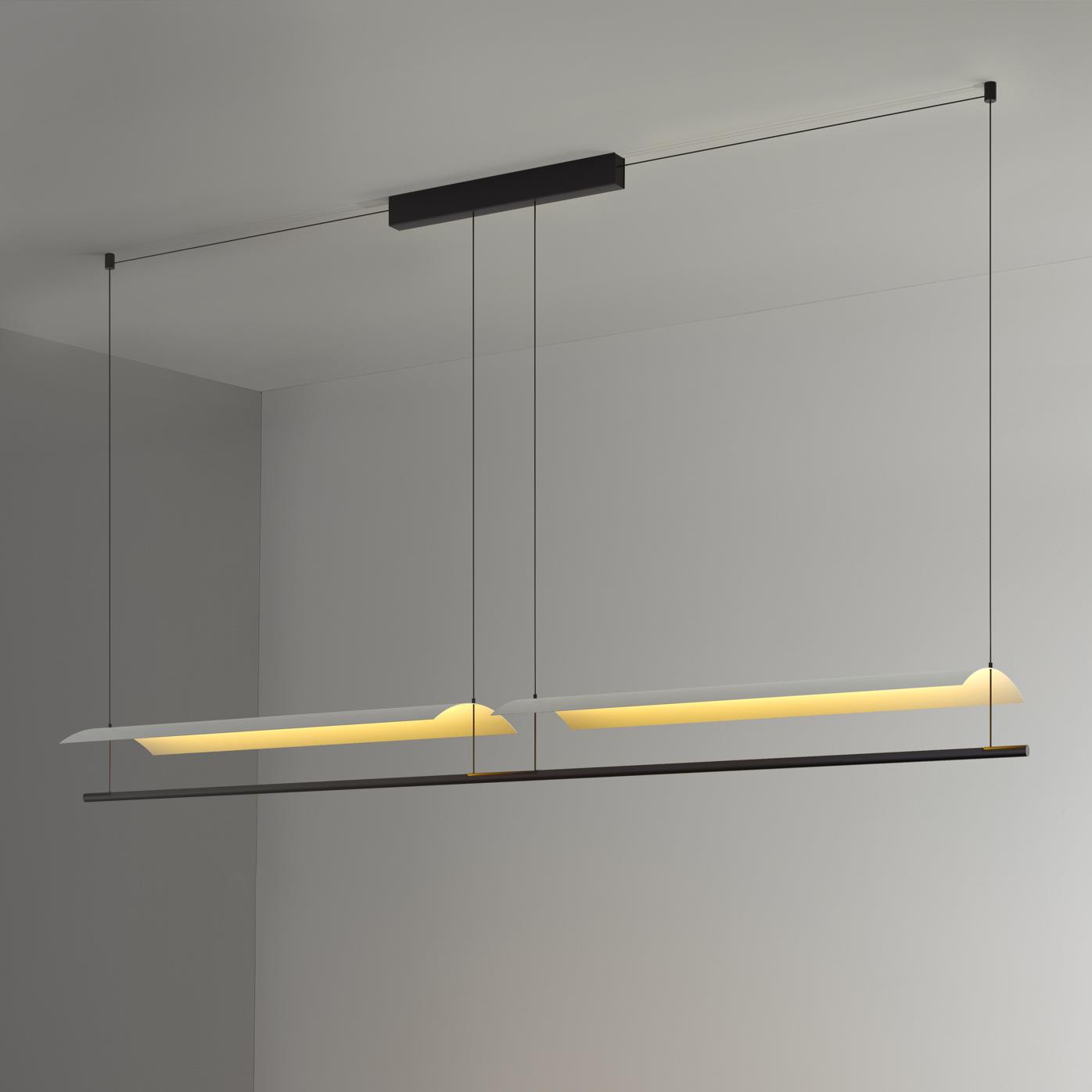 现代艺术餐厅吧台新中式书房极简办公室茶室设计师一字型长条吊灯