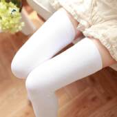 超长加长款 防滑大腿袜女秋冬季 白色过膝长筒高筒袜套JK纯棉高个子