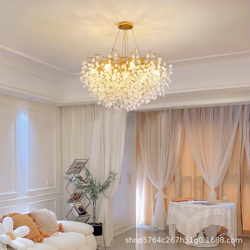 餐厅吊灯长形饭厅圆形树枝简约大气法式轻奢别墅豪华客厅水晶灯具