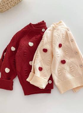 女童时尚针织衫0-5岁女宝宝洋气公主开衫儿童秋装毛衣外套潮AY620