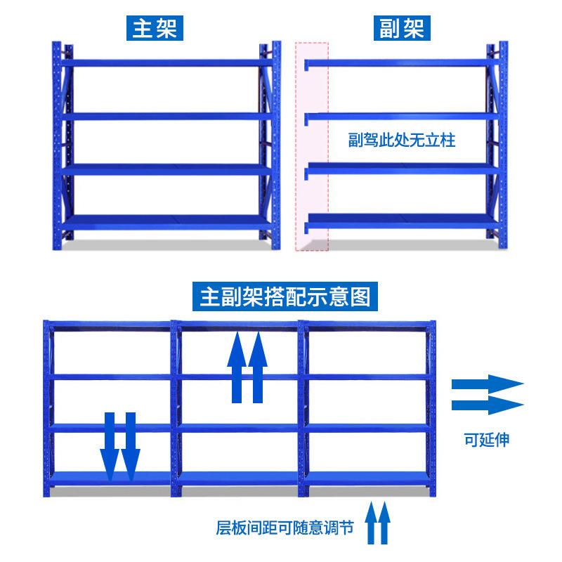 仓库重型货架横梁式可调节轻型储物架多层置物架工厂五金仓储货架