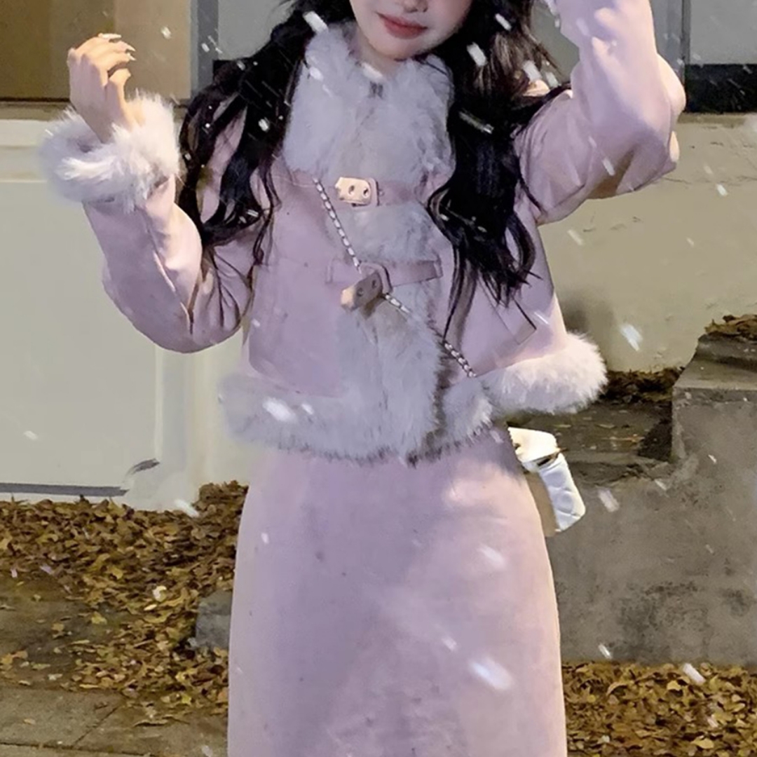 秋冬季女装冬裙连衣裙两件套法式富家千金韩剧穿搭小香风套装裙