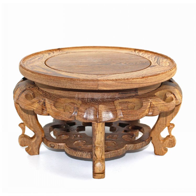 鸡翅木花架实木盆景架花盆架子花瓶盆景室内花架花几圆形摆件底座