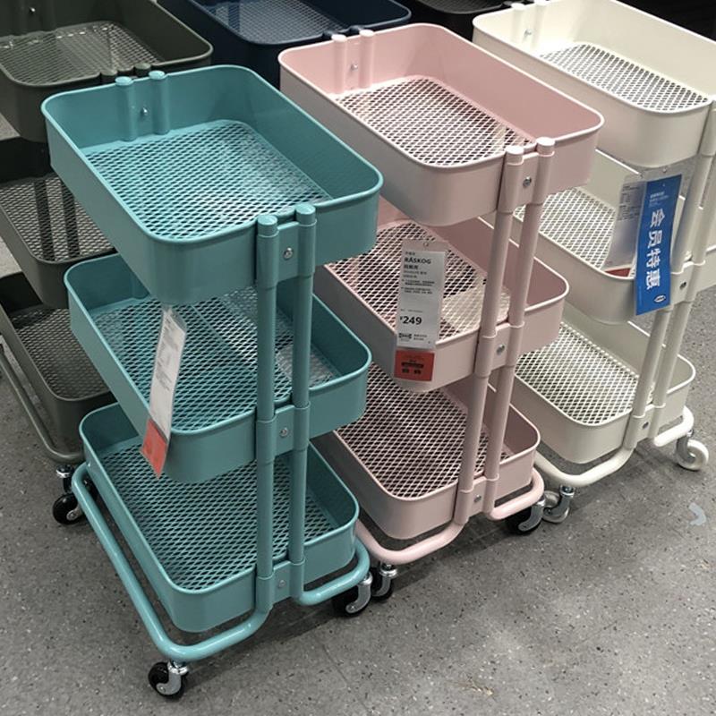 小推车置物架厨房落地多层客厅床头可移动婴儿用品零食推车收纳架