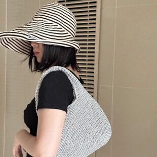 手工编织银色手提包女士小众金色彩色单肩包精致X手工制作小号