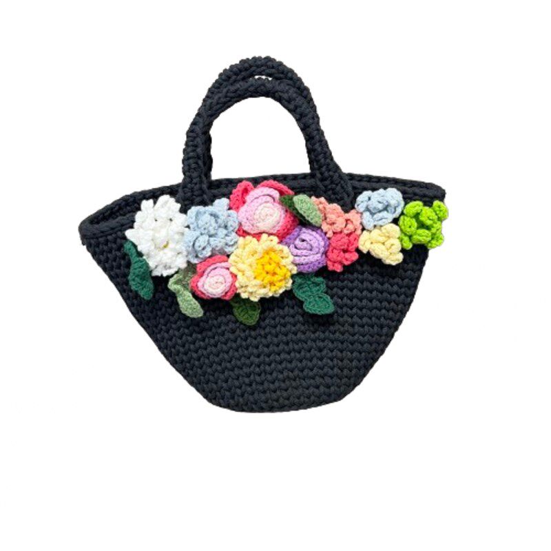 钩针春日花花小清新草编包女夏百搭手提I菜篮子海边度假沙滩水桶,服饰配件/皮带/帽子/围巾,DIY编织材料包,淘宝优惠券,粉丝福利购,淘宝优惠卷