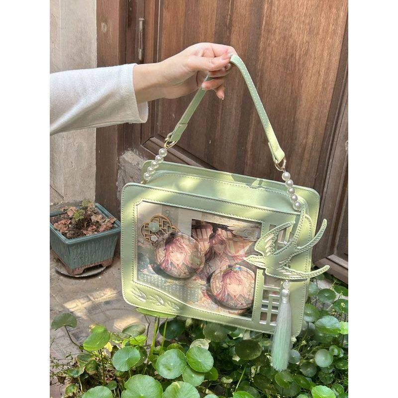 薄荷茶原创痛包手提单肩斜挎透明百搭古风女小食量