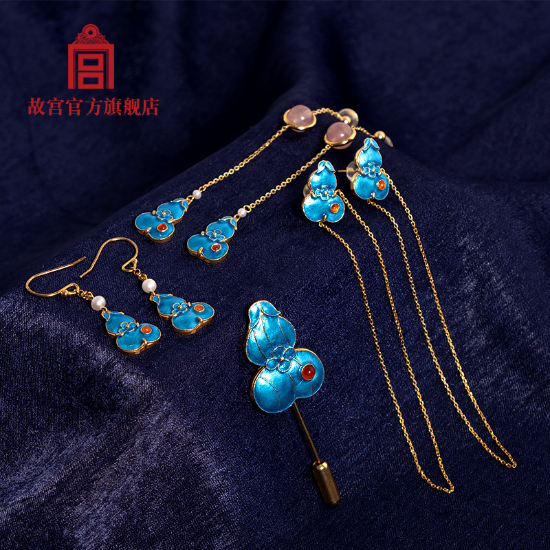 故宫吉祥福禄彩宝系列耳坠胸针