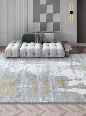 意式地毯客厅轻奢风沙发茶几毯现代简约北欧新中式高级浅灰色家用