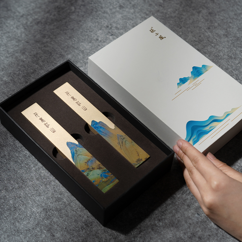 张小凤 千里江山铜镇纸 镇尺书法毛笔文房四宝创意压书神器压纸镇