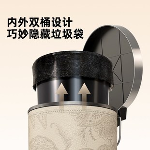 中古风家用垃圾桶客厅大号大容量带盖2025高颜值厨房轻奢 法式