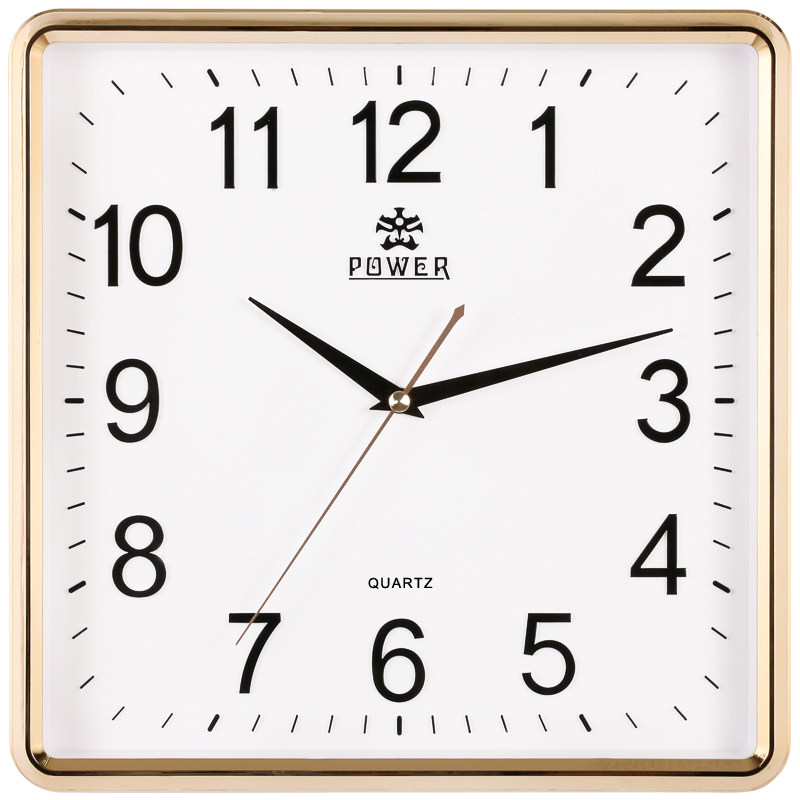 霸王钟表方形客厅时钟卧室简约挂钟中式创意壁钟静音电子石英挂表
