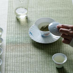 束刻纯手绘芦苇荡壶承家用干泡台陶瓷茶点盘盖碗茶承茶壶垫功夫