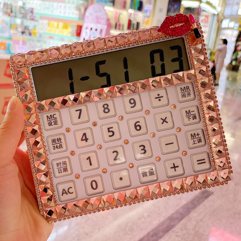 真人发音语音镶钻计p算器大号大屏幕水晶按键水钻计算机办公用品