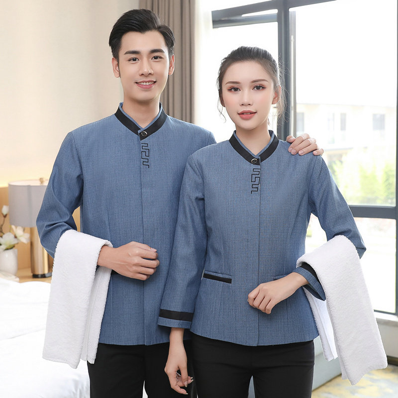 酒店客房服务员j清洁制服饭店宾馆后勤物业保洁工作服秋季长袖男
