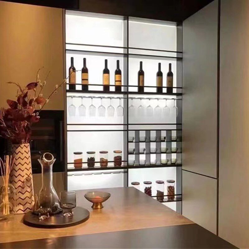 不锈钢金属钢g板柜压克力发光背板展示柜装饰柜嵌入式电视壁龛定