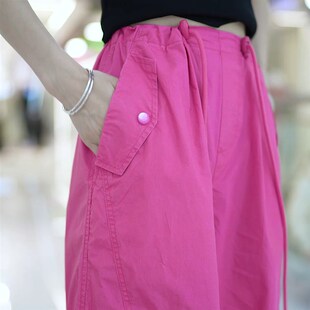 多巴胺工装裤套装女夏季r两件套薄款2025新款运动休闲火龙果阔腿