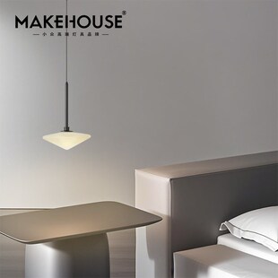 意式极简卧室床头小o吊灯现代简约长吊线灯背景墙吊灯垂线玻璃灯