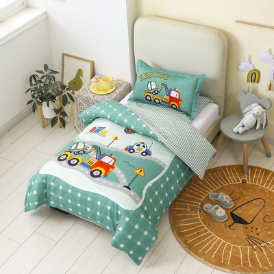 幼儿园被子三件套l被套儿童男孩工程车六件套午睡被褥入园床品