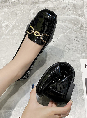 单鞋女鞋子2021秋季新款百搭C浅口休闲黑色工作软底平底豆豆鞋