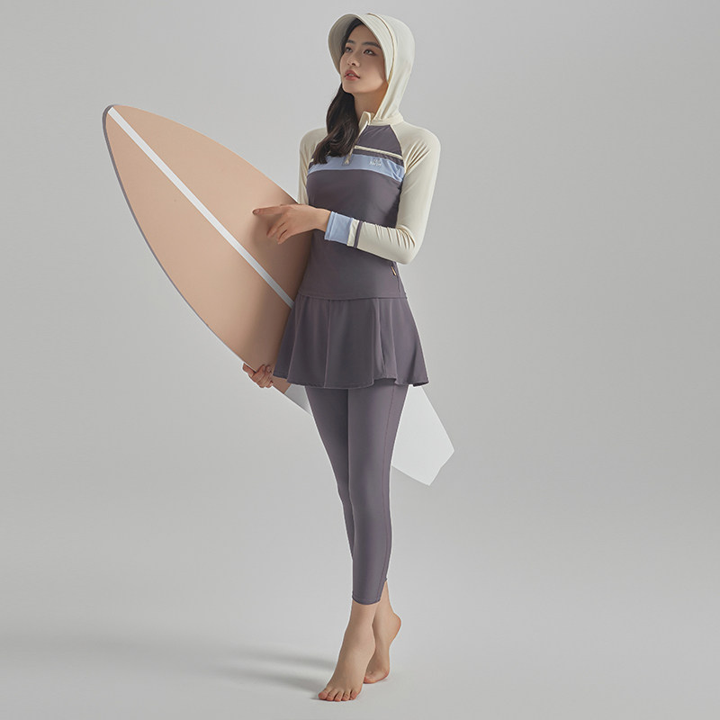 防晒泳衣女分体三件套2025新A款长袖长裤裙式海边度假泡温泉潜水