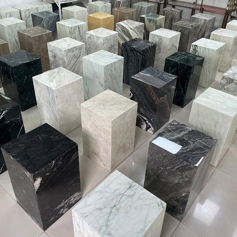 天然大理石展示底座l简约现代风格高端花架客厅落地装饰可定制石