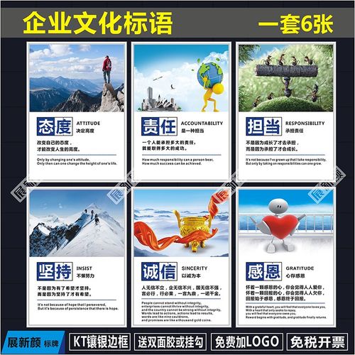 企业文化标语 公司员工励志海报团队办公室挂图 会议室Z展板标识
