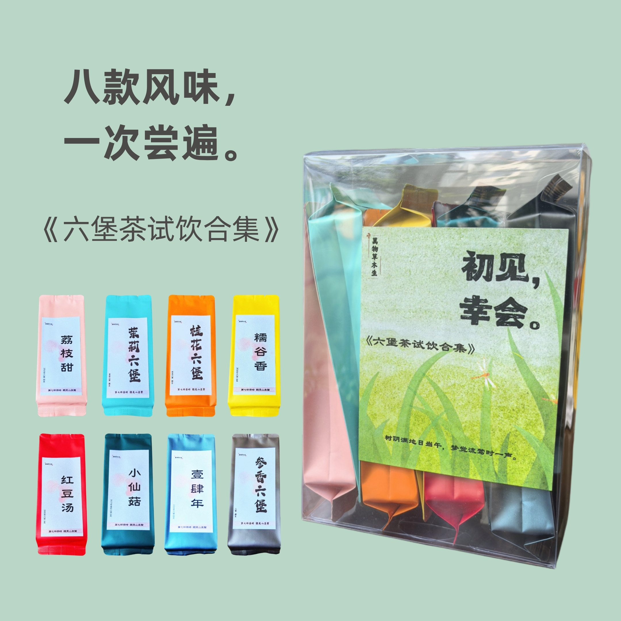 《六堡茶试饮合集》广西梧州六堡茶试饮8款风味特级尝鲜装64g