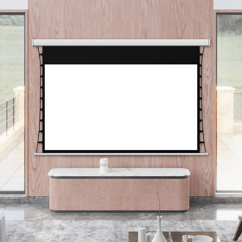 高清电动拉线幕布72寸100寸120寸家用抗光O壁挂遥控自动升降投影