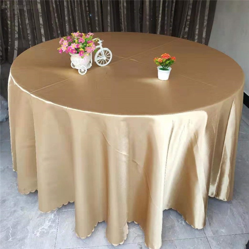 亮缎酒店包席纯色大圆桌餐桌布现代D圆形布艺婚礼宴会庆典椅套台