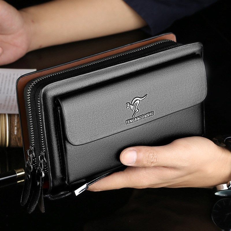 男士手包商务手拿包男款双拉链E大容量手机包多卡位钱包男包