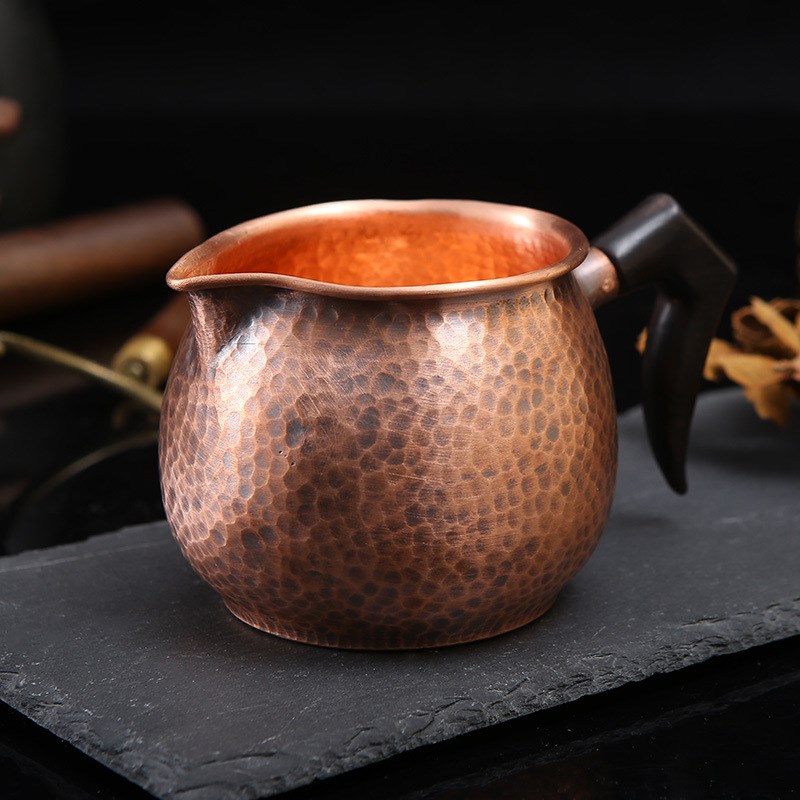 茶水分离高端高级侧把公道杯纯铜过滤网三件套茶杯U茶漏分茶器茶