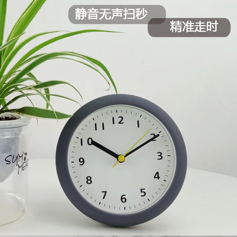 浴室防水吸盘钟静音时钟家用卫生间免打孔挂P钟圆形台钟网红简约