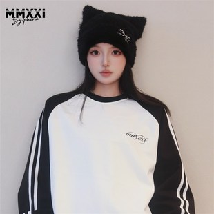 MMXXi新款蝴蝶黑粉滑雪服卫衣防水防风保暖小众宽松上衣可爱套装