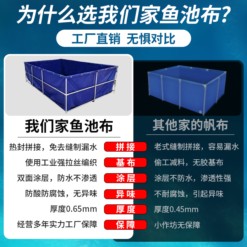 帆布鱼池防水布家用游泳池大型水产养殖水箱蓄水池刀刮布养殖水池